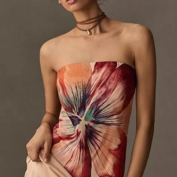 Anthropologie The Fleur Strapless Satin Maxi Slip Dress - Large -NWT - Picture 2 of 7